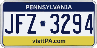 PA license plate JFZ3294