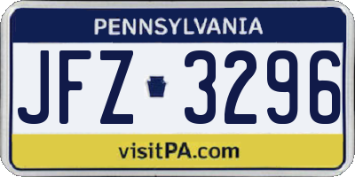 PA license plate JFZ3296