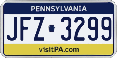 PA license plate JFZ3299