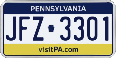 PA license plate JFZ3301