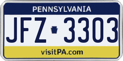 PA license plate JFZ3303
