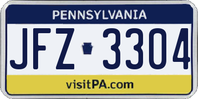 PA license plate JFZ3304