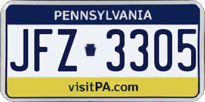 PA license plate JFZ3305