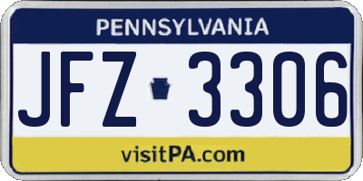 PA license plate JFZ3306