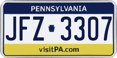 PA license plate JFZ3307