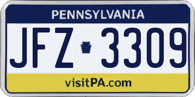 PA license plate JFZ3309