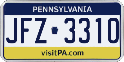 PA license plate JFZ3310