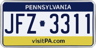 PA license plate JFZ3311