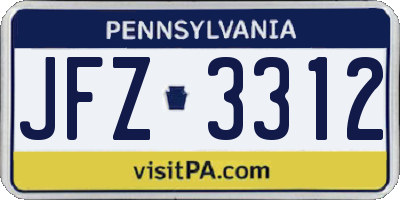 PA license plate JFZ3312