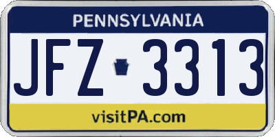 PA license plate JFZ3313