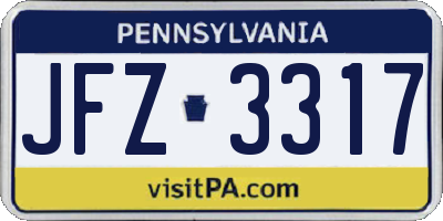 PA license plate JFZ3317