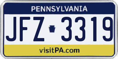 PA license plate JFZ3319