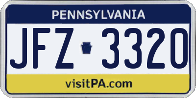 PA license plate JFZ3320