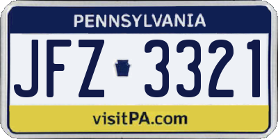 PA license plate JFZ3321