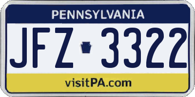 PA license plate JFZ3322