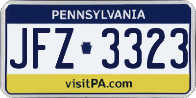PA license plate JFZ3323