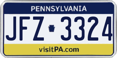 PA license plate JFZ3324