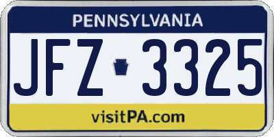 PA license plate JFZ3325