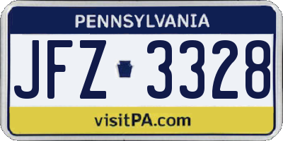 PA license plate JFZ3328