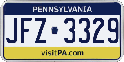 PA license plate JFZ3329