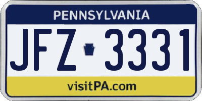 PA license plate JFZ3331