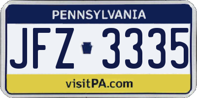 PA license plate JFZ3335
