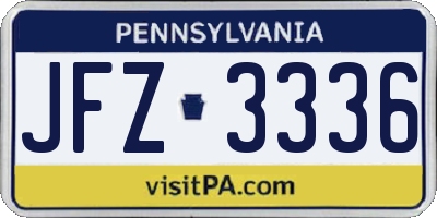 PA license plate JFZ3336