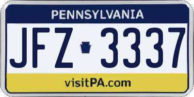PA license plate JFZ3337