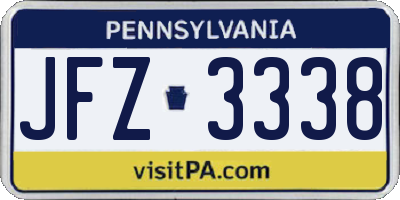 PA license plate JFZ3338