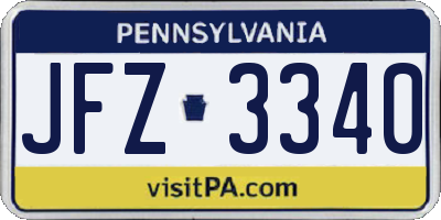 PA license plate JFZ3340