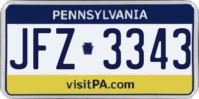 PA license plate JFZ3343