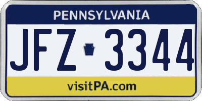 PA license plate JFZ3344