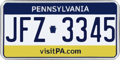 PA license plate JFZ3345