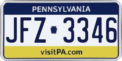 PA license plate JFZ3346