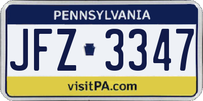 PA license plate JFZ3347