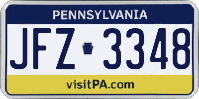 PA license plate JFZ3348