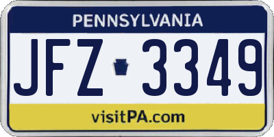 PA license plate JFZ3349