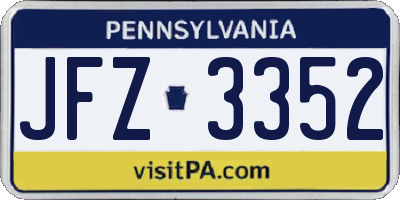PA license plate JFZ3352