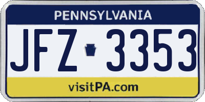 PA license plate JFZ3353