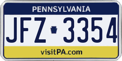 PA license plate JFZ3354