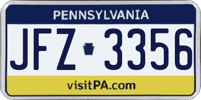 PA license plate JFZ3356