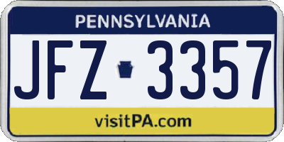 PA license plate JFZ3357