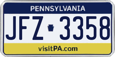 PA license plate JFZ3358