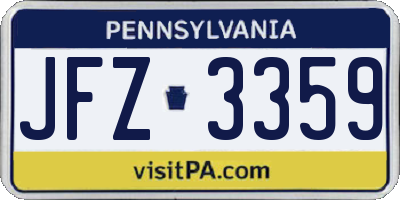 PA license plate JFZ3359