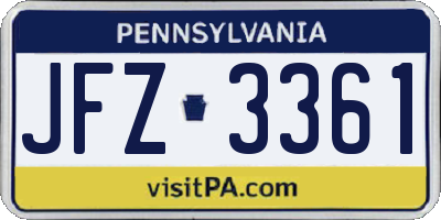 PA license plate JFZ3361