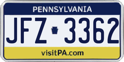 PA license plate JFZ3362