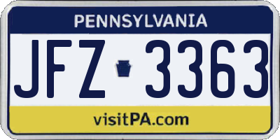 PA license plate JFZ3363