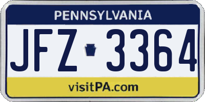 PA license plate JFZ3364