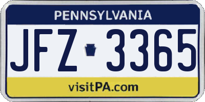 PA license plate JFZ3365