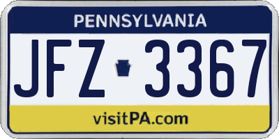 PA license plate JFZ3367